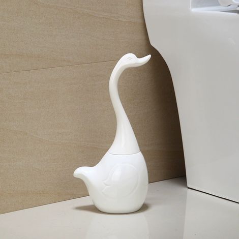 APEX Brosse et support pour WC, base en céramique avec long manche en forme de cygne, accessoires de nettoyage pour salle de bain. (1/5)