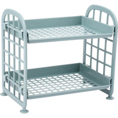 Etagere - Plastique - 2 Niveaux - Salle De Bain Cuisine - 22 X 14 X 20 Cm - Bleu Nordique - 2 Unites (1/5)