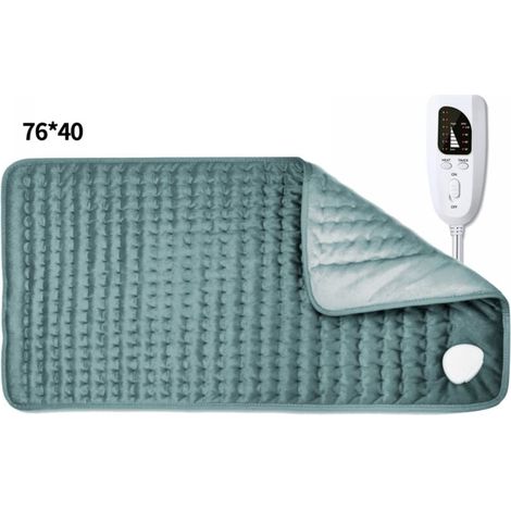 76 x 40 cm, heating pad, wet and dry heating blanket for back, neck, shoulders, stomach with regulator, soft flannel dark gray YMYNY (1/4)