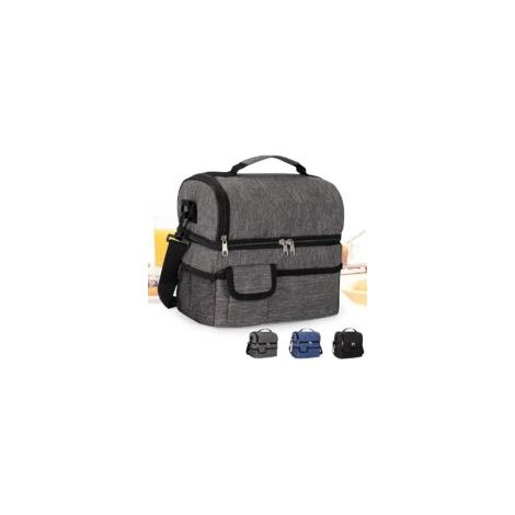 Sac Isotherme Repas 10L Sac à Déjeuner Isotherme Sac à Lunch Isolé 2 Compartiments Portable Réutilisable Lunch Bag pour Femmes Hommes et Étudiants à l’École et au Bureau(Grey)-A