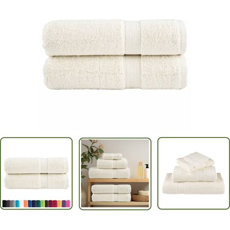 The Living Store Serviettes de bain de qualité supérieure SOLUND 2 pcs 600g/m² - Serviettes De Bain - Serviettes Éponge - Serviettes Douces - Serviettes Moelleuses - Serviettes Coton (1/5)