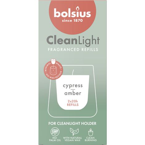 Bolsius Cleanlight Duft-Nachfüller 2er Pack Zypresse & Bernstein Duftkerze (1/3)
