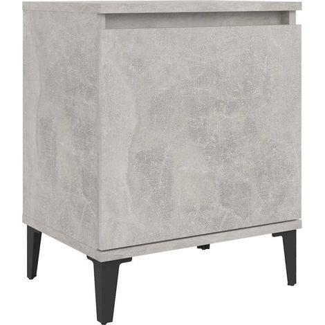 vidaXL Mesita de noche con patas metal gris hormigón 40x30x50 cm (1/2)