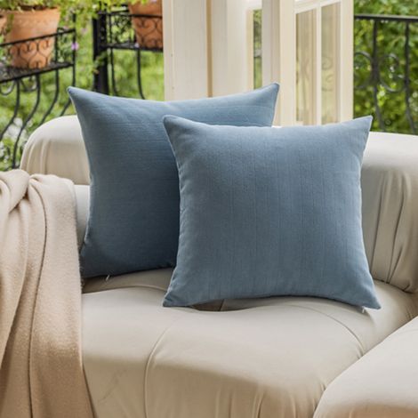 Fodera per cuscino in veluto rigato – 45 x 45 cm – per divano, poltrona o letto – ideale come cuscino di supporto, lombare o decorativo – color azzurro nebuloso