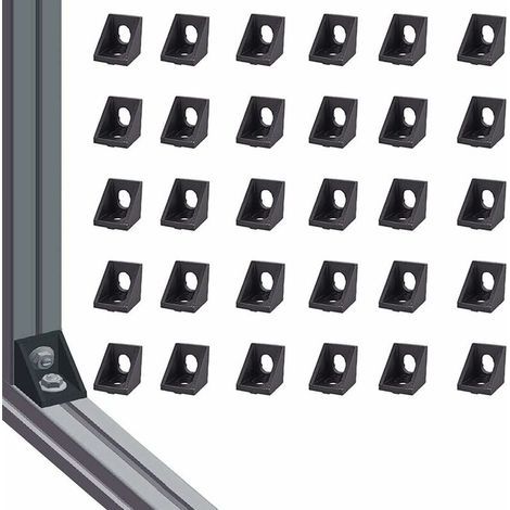 2020 pièce d\'angle en aluminium Angle Code Triangle support connexion à Angle droit 30 pièces moulage sous pression Angle Code 2020 noir (1/5)