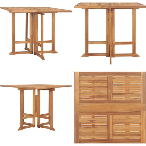 Table à dîner pliable de jardin Ø90x75 cm Bois de teck solide - Table De Jardin - Table À Manger Extérieure - Table Pliante - Teck - Mobilier De Jardin - Home & Living (1/5)