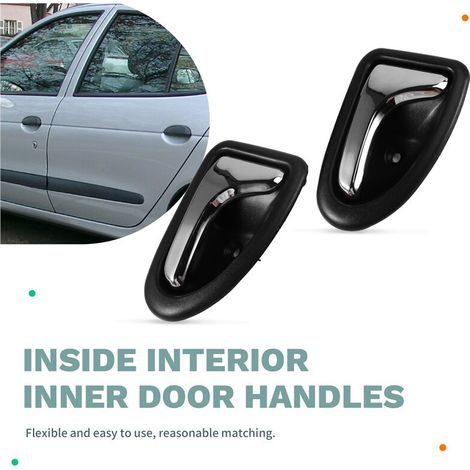 Set di 4 maniglie interne cromate per portiere (anteriori e posteriori) per modelli Clio II, Megane e Scenic dal 1996 al 2003. Codici ricambio: 8200915598, 8200915599, 7700432707, 7700432708