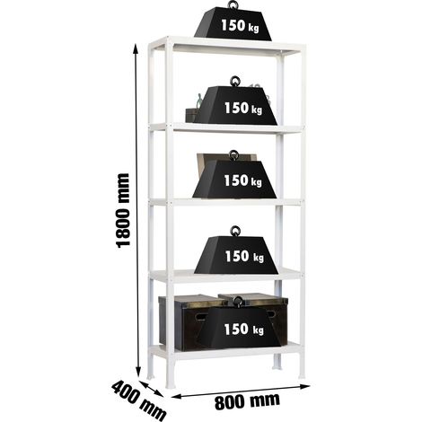 Simonrack Metallregal weiß 1800x800x400 mm
