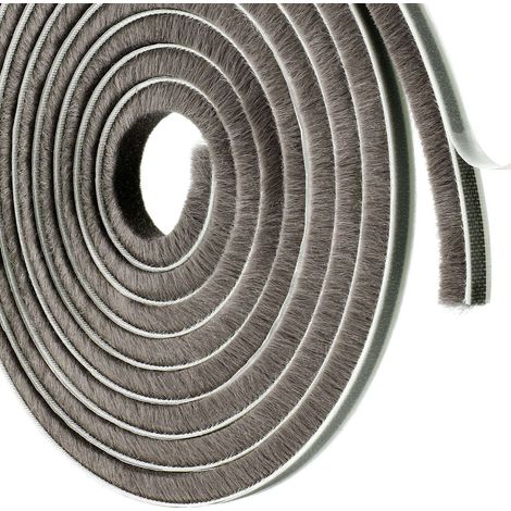 Joint brosse adhésif gris autocollant bande anti poussière Fenêtre Porte coulissantes Rail Etanchéité Meuble Placard Isolation Verre Vitre, 6,7mm x 4mm x 10m