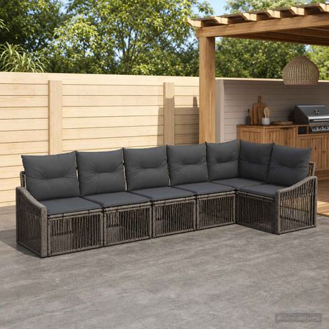 Set Divano da Giardino 6 pcs Grigio polyrattan vidaXL (1/5)