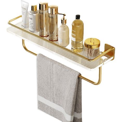 Étagère de douche dorée, support mural acrylique Mural de Produit Cosmétique, Porte-Serviettes, Étagère de Rangement de Douche / 40CM Rod (1/5)