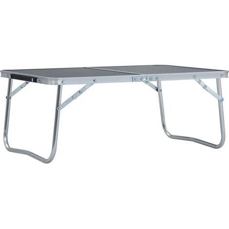 Table de camping pliable, aluminium gris, 60 x 40 cm (1/5)