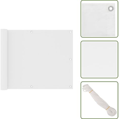 The Living Store Paravento da Balcone Bianco 75x300 cm in Tessuto Oxford - Paravento impermeabile