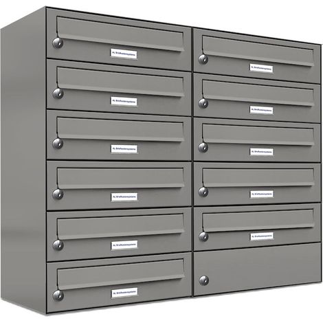 11er Premium Briefkasten Aluminiumgrau RAL Farbe 9007 für Außen Wand Postkasten 2x6 (1/5)