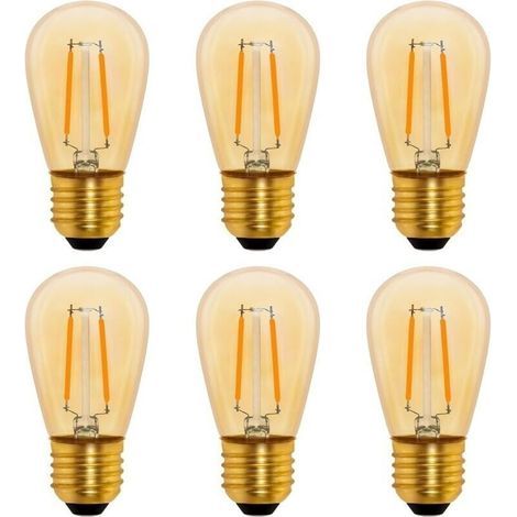 S14 Vintage E27 Glühlampe mit Glühfaden, 1 W, bernsteinfarben, Edison-Ersatz für 10-W-Glühlampen, nicht dimmbar, warmweiß (2200 K), 220 V Wechselstrom, 6er-Pack (1/5)