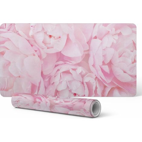 Alfombrilla protectora antideslizante para escritorio con estampado de peon铆as en tonos pastel, 90x45 cm. (1/5)