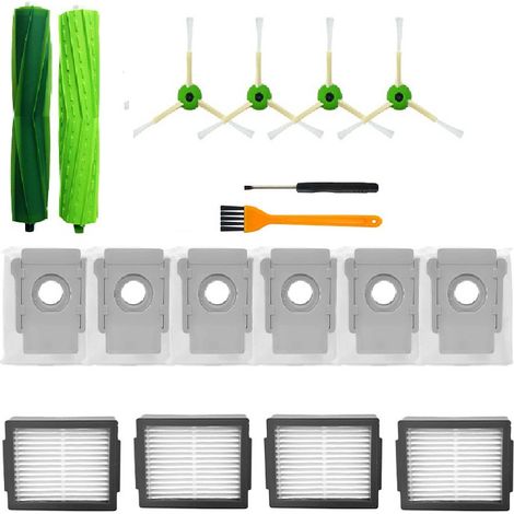 Zubehörset kompatibel mit den iRobot Saugrobotern e5, e6, i3 und i7: Rotationsbürste, Seitenbürste, Filter, Staubbeutel (1/4)