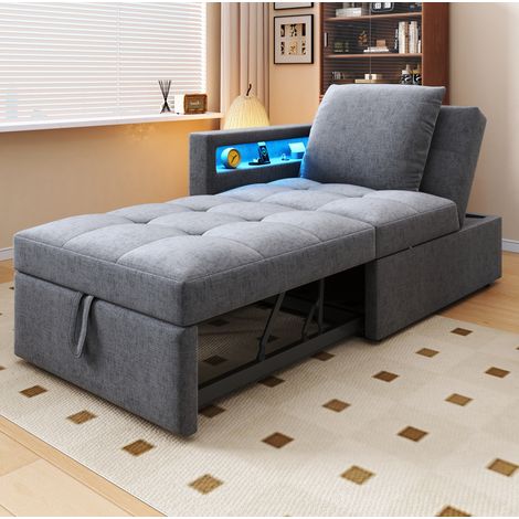 canape convertible 3 en 1 compact gris clair OKMYHOME (1/5)
