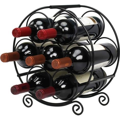 Casiers à Bouteille Etagere à Vin Porte Rangement Rond 7 Bouteilles Noir (1/5)