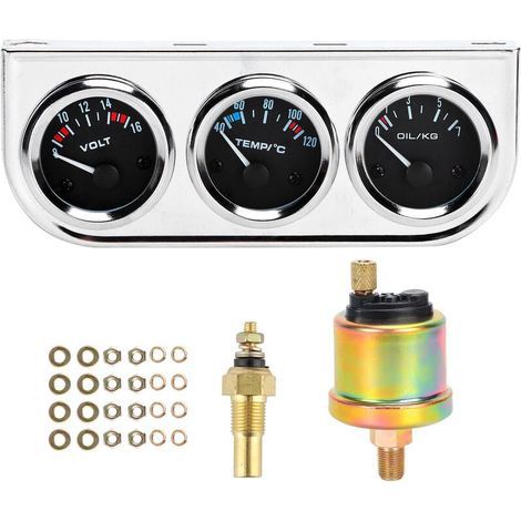 M10x1 52mm 3 en 1, Jauge de voiture Température de l'eau + Pression d'huile + Instrument combiné de tension pour modification auto (1/4)