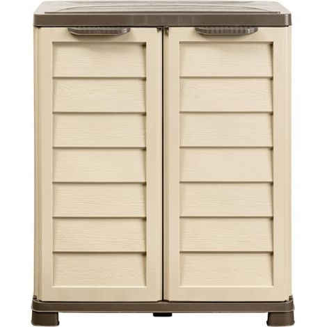 Armoire Modulaire de Rangement Extérieure/Intérieure - 76 x 46 x H 89 cm - Beige et Taupe - Livraison gratuite