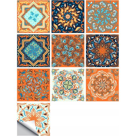 Juego de 10 paneles autoadhesivos de PVC con diseño de patchwork, papel pintado de 20x20cm zm-06-024 (1/5)