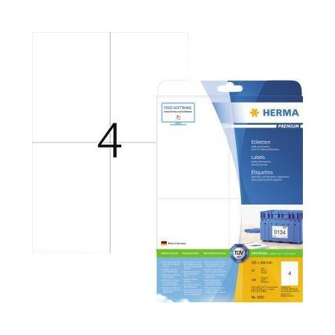 Herma Etiquettes, blanc 105X148 25f. DIN A4 100 pièces 5063 (1/4)