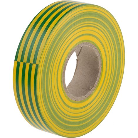 Ruban isolant RS PRO en PVC Vert, Jaune 33m x 19mm x 0.13mm ( Prix pour 1 )