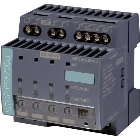 Siemens Módulo de selectividad SITOP PSE200U, DC 24 V/4 x 0,5 ... 3 A con contacto de señalización total, 6EP19612BA11