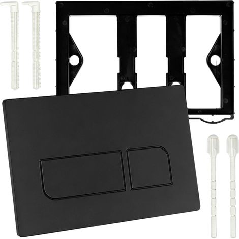 Plaque de commande WC - Pièce de rechange - Compatible avec 01 20, 30, 50, UP300 et 320, plaque de commande WC avec kit de levier de chasse et cadre de montage (noir) (1/5)