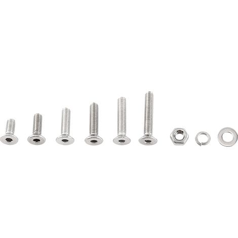 Lot de vis à tête fraisée M3 en acier inoxydable 304 avec écrous hexagonaux et rondelles, assortiment complet de boulons à six pans creux (1/5)