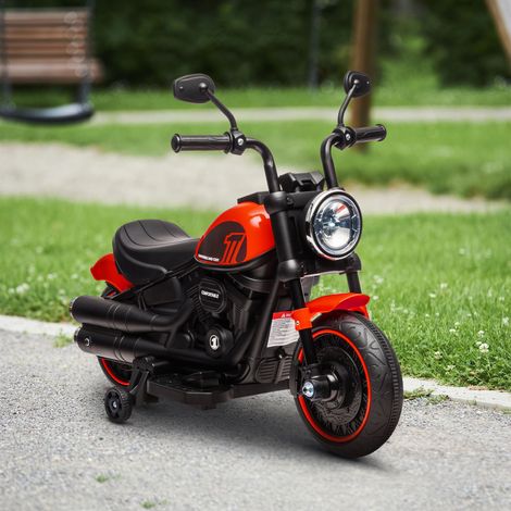 Elektrisches Kindermotorrad, 3 km/h, 6 V, mit LED-Scheinwerfer, 2 Antriebsrädern, für Kinder von 18 bis 36 Monaten, mit leistungsstarkem Motor, rot