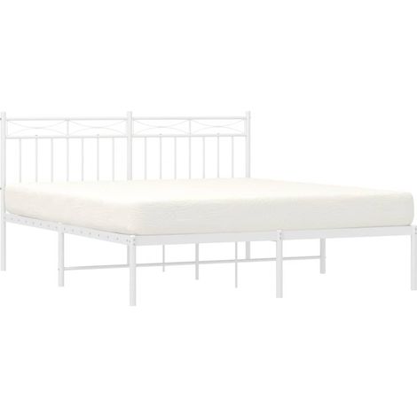 Estructura cama sin colchón con cabecero metal blanco 150x200cm vidaXL (1/5)