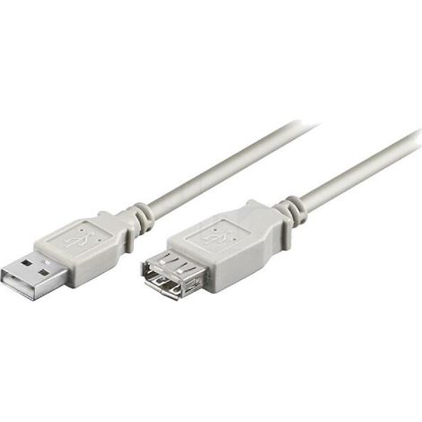Cable USB 2.0 USB A femelle USB A prise male 500cm - Gris