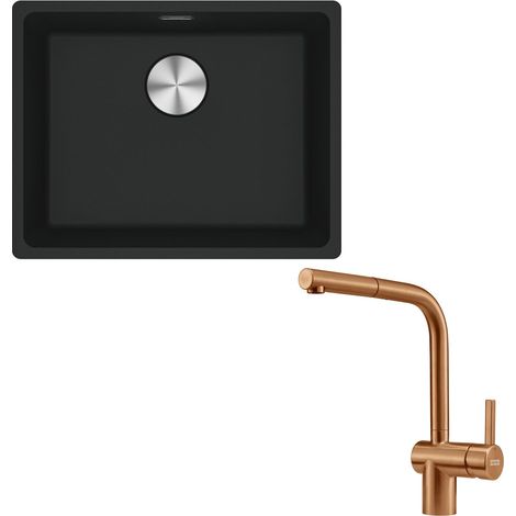 Pack cuve XL Maris Fragranit noir mat 553 x 433 x 200 mm + mitigeur Atlas Néo douchette reflet cuivre - Franke (1/5)