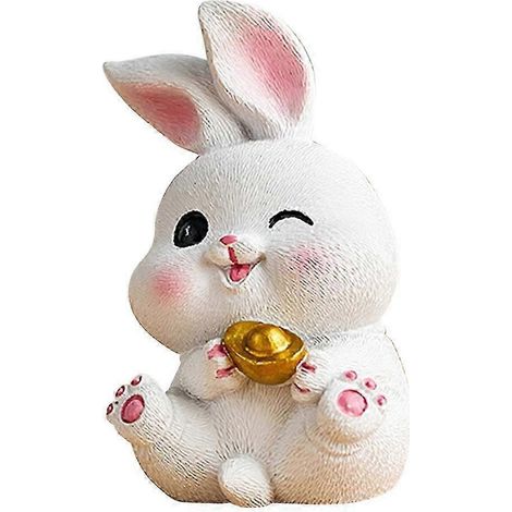 Statuette de lapin miniature, petite figurine de lapin pour la décoration d'une étagère, de la maison ou du salon.-StyleE