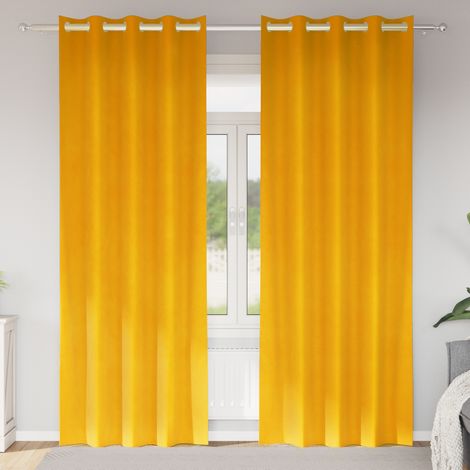 vidaXL Rideaux 2 pc Jaune moutarde 140 x 260 cm Velours