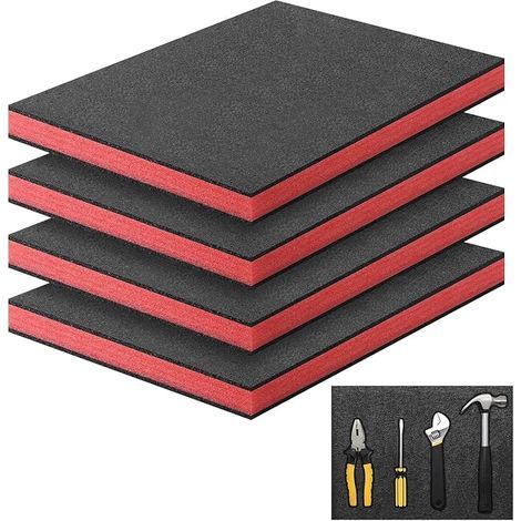 Feuille de mousse polyuréthane 4 pièces, 40 x 30 x 4 cm, inserts en mousse pour boîte à outils, garniture de boîte à outils découpable, inserts pour boîtes à outils, organisateurs pour (1/5)