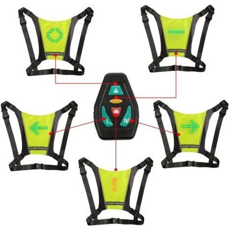 Gilet de Cyclisme Réfléchissant, Réfléchissant Sac à Dos Attachement Clip, Rechargeable USB avec LED Clignotant Télécommande Équipement de Sécurité pour Cyclisme, Course à Pied (1/5)