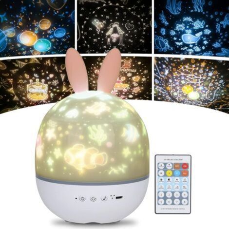 Wiederaufladbarer LED-Sternenhimmelprojektor als Nachtlicht, 360°-Drehung, Fernbedienung mit Timer, 6 Farben, perfekt für Geburtstage und Weihnachten.