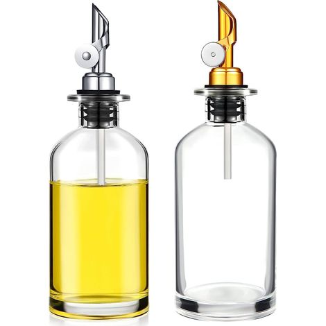 2 distributeurs d'huile d'olive, bouteilles en verre avec bec à contrepoids, 350 ml, pour cuisine moderne (1/5)