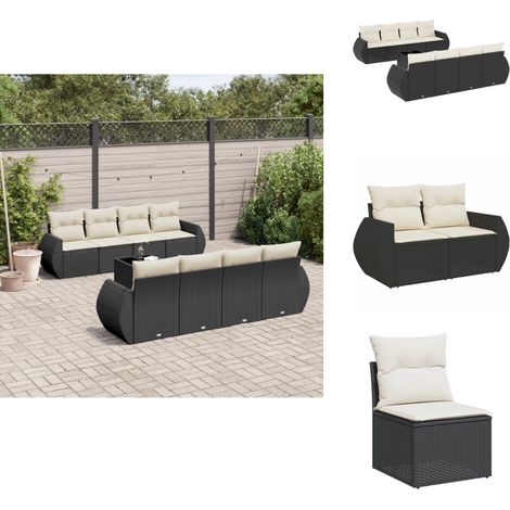Salon de jardin 9 pcs avec coussins noir résine tressée - Ensemble Salon De Jardin - Salon De Jardin Design - Meuble De Jardin - Mobilier De Jardin - Résine Tressée (1/5)