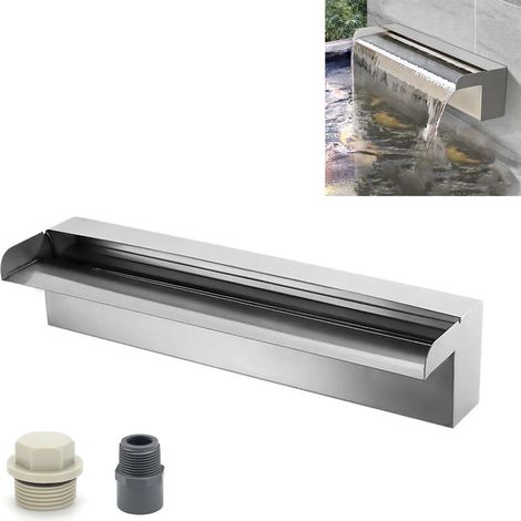 Fontaine de Piscine Cascade en Acier Inoxydable,30 cm,Largeur14cm de Sortie Paroi d'éclaboussure pour Jardin Patio Piscine Fontaine Décoration D'étang (1/5)