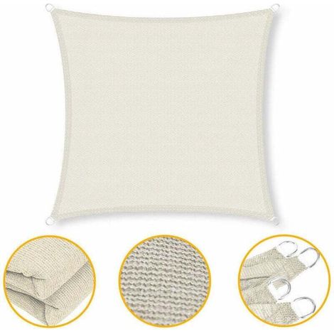 Vela ombreggiante 3x4 m, protezione dal calore, protezione solare, protezione UV, protezione solare per terrazzo - crema