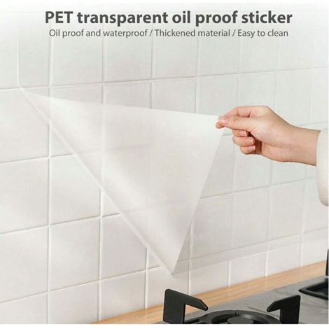 Film autocollant transparent 45 x 500 cm film pour meubles de cuisine film mural imperméable film de protection pour sol résistant à la chaleur film de protection contre les éclaboussures