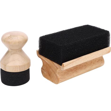 Ensemble d'Applicateurs de Cire à l'huile 2 Pièces – Manche en Bois de Hêtre avec éponge pour Planches à Découper, Blocs de Boucher, Ustensiles en Bois – Applicateurs Rectangulaires et (1/4)