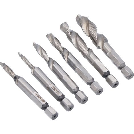 Gewindebohrer-Set Sechskantschaft metrisch Kombi HSS Ti-beschichtetes Schraubenentgratungswerkzeug M3 M4 M5 M6 M8 M10 (1/5)