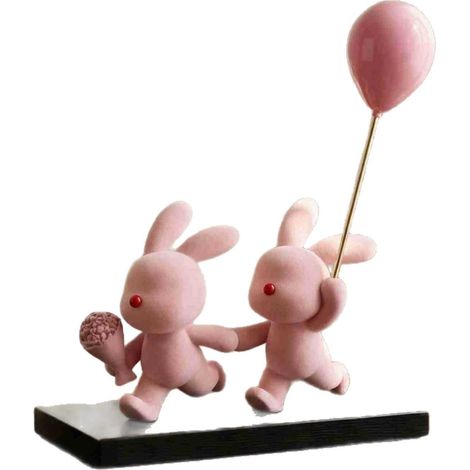 Figurine décorative de lapin, sculpture animale en résine, objet d'artisanat, cadeau de mariage ou d'anniversaire. (1/5)