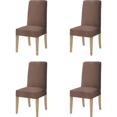 Coppia di coprisedia con schienale in tessuto elasticizzato antimacchia in 10 colori Vestisedia Marrone - 4 pezzi