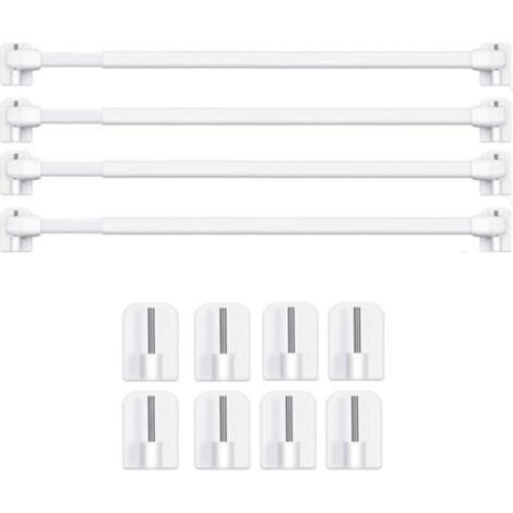 Ausziehbare Gardinenstangen, kein Bohren erforderlich, für PVC-Fenster, selbstklebende Gardinenstange (4 Stück - 40-60 cm)